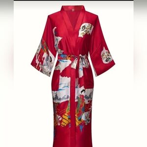 NWT- SM RED FLOOR LENGTH JAPANESE KIMONO